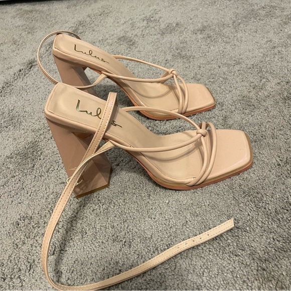 Lulu's Beige Strappy Block Heels - Picture 1 of 3